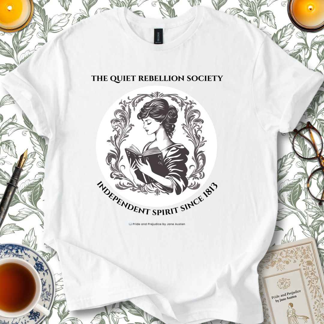 The Quiet Rebellion Society Jane Austen T-shirt White