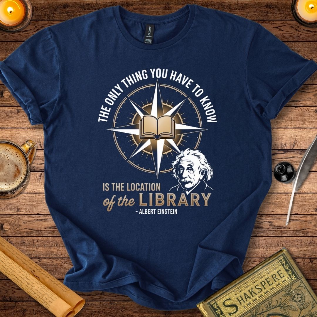 Location of the Library Einstein T-Shirt Navy