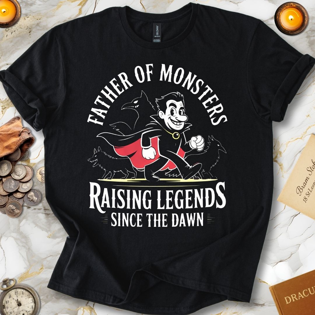 Father of Monsters Dad T-Shirt Black