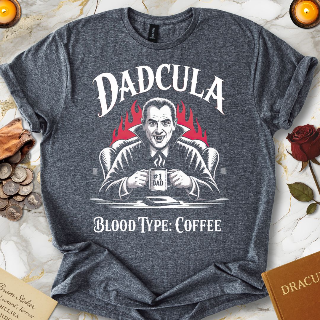 Dadcula Blood Type Coffee T-Shirt Dark Heather Grey