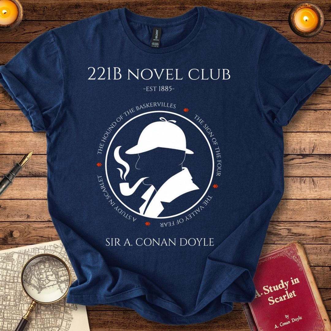 221B Novel Club Sherlock Holmes T-Shirt Navy