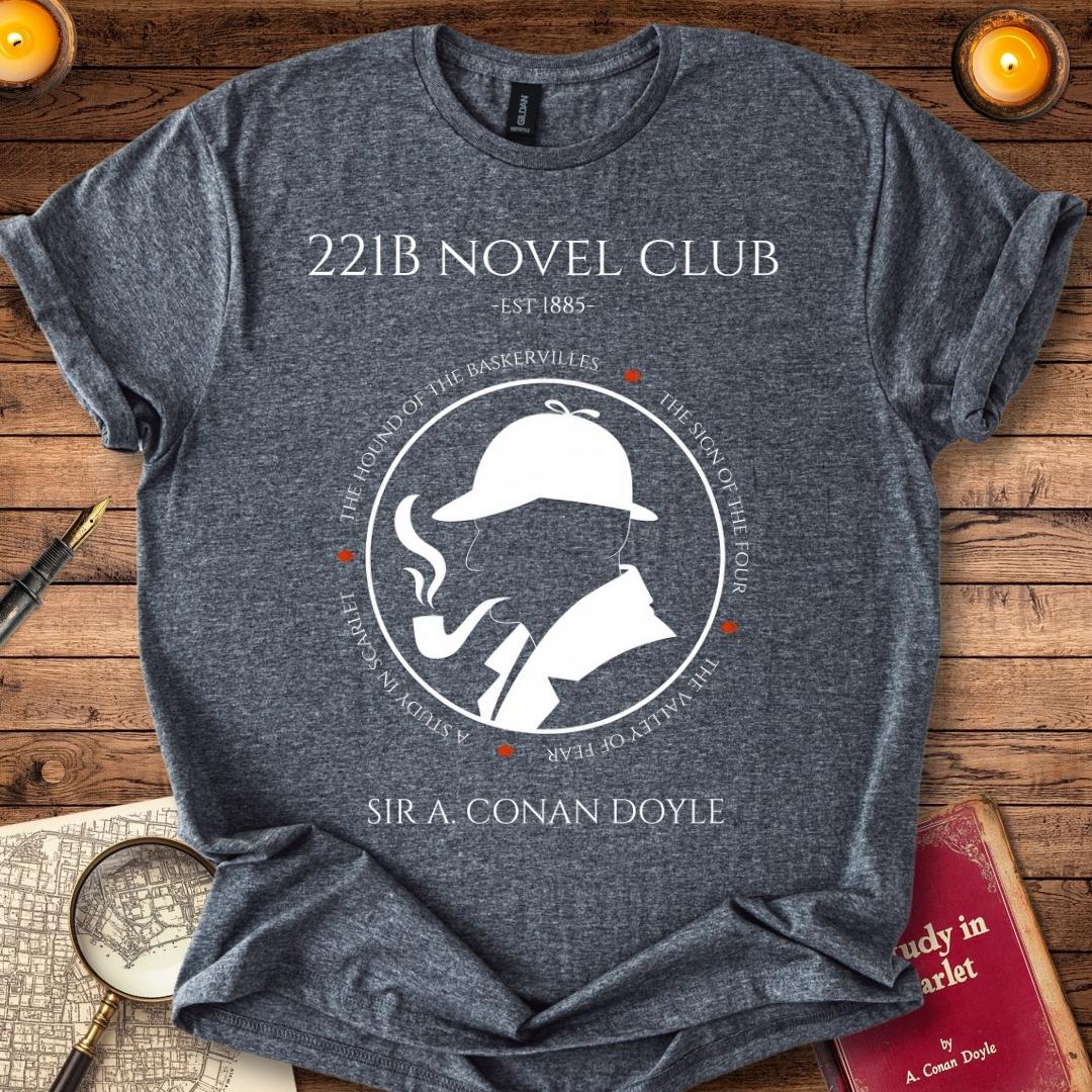 221B Novel Club Sherlock Holmes T-Shirt Dark Heather Grey