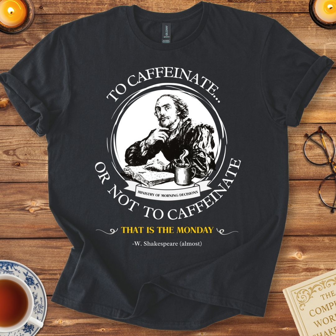 To Caffeinate or not to Caffeinate Shakespeare T-Shirt Black