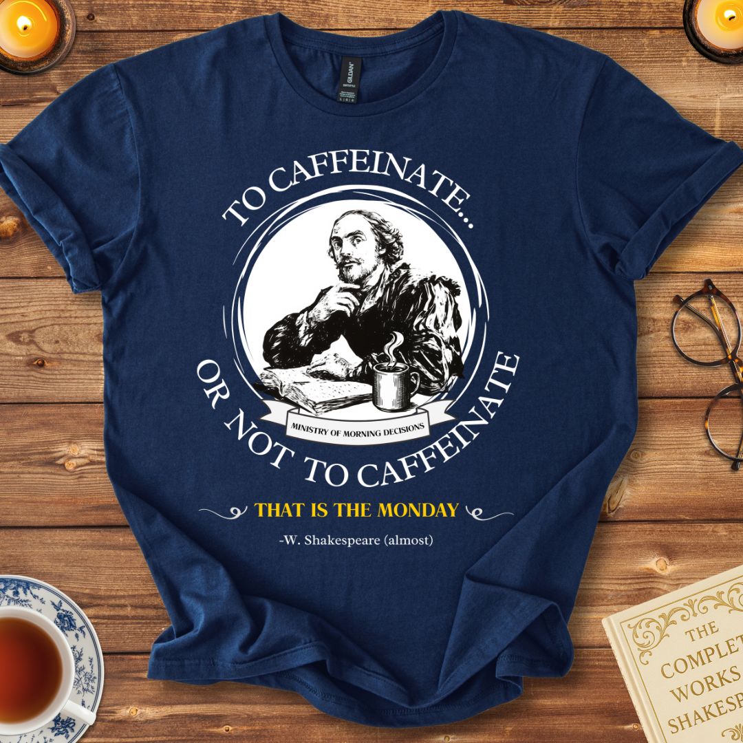 To Caffeinate or not to Caffeinate Shakespeare T-Shirt Navy
