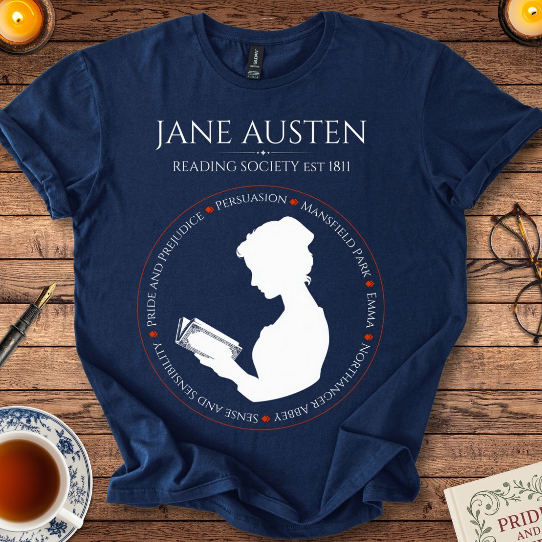 Jane Austen Reading Society (Novels) T-Shirt Navy