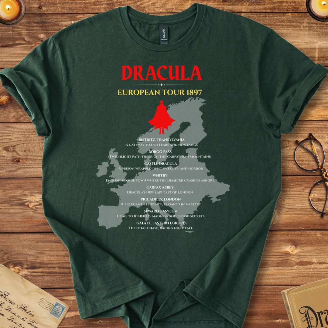 Dracula European Tour (Map Version) T-Shirt Forest Green