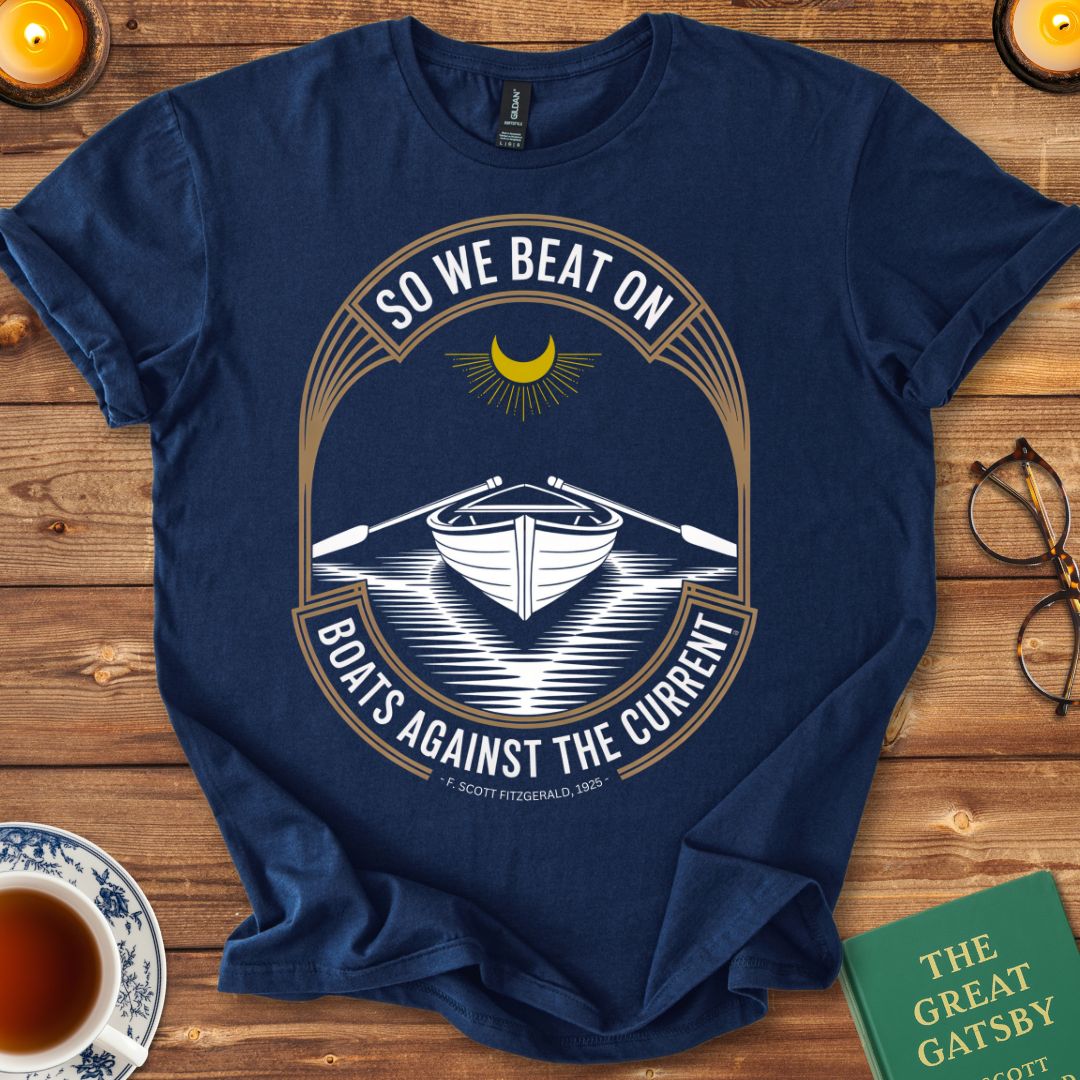 So We Beat On, Great Gatsby T-Shirt Navy