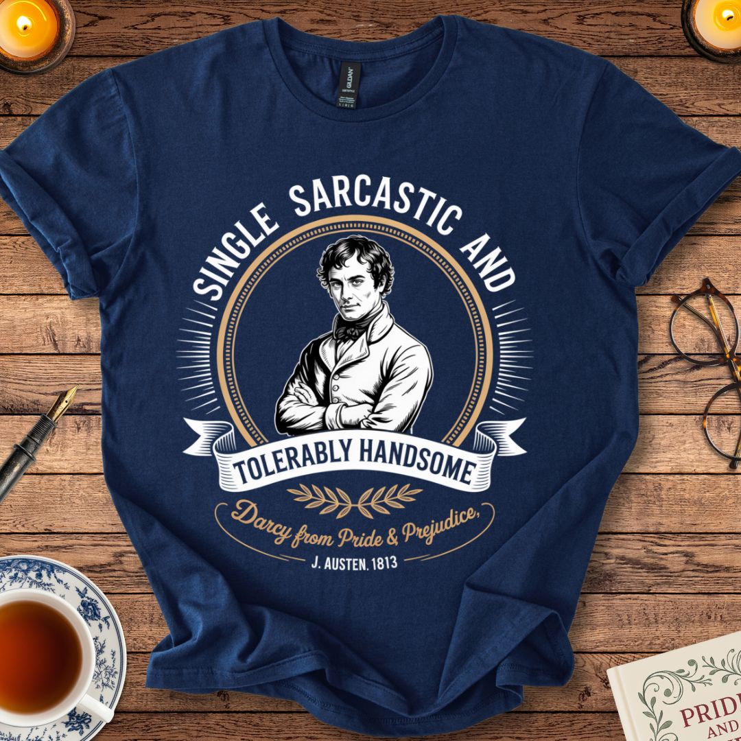 Single, Sarcastic : Darcy Pride & Prejudice T-Shirt Navy