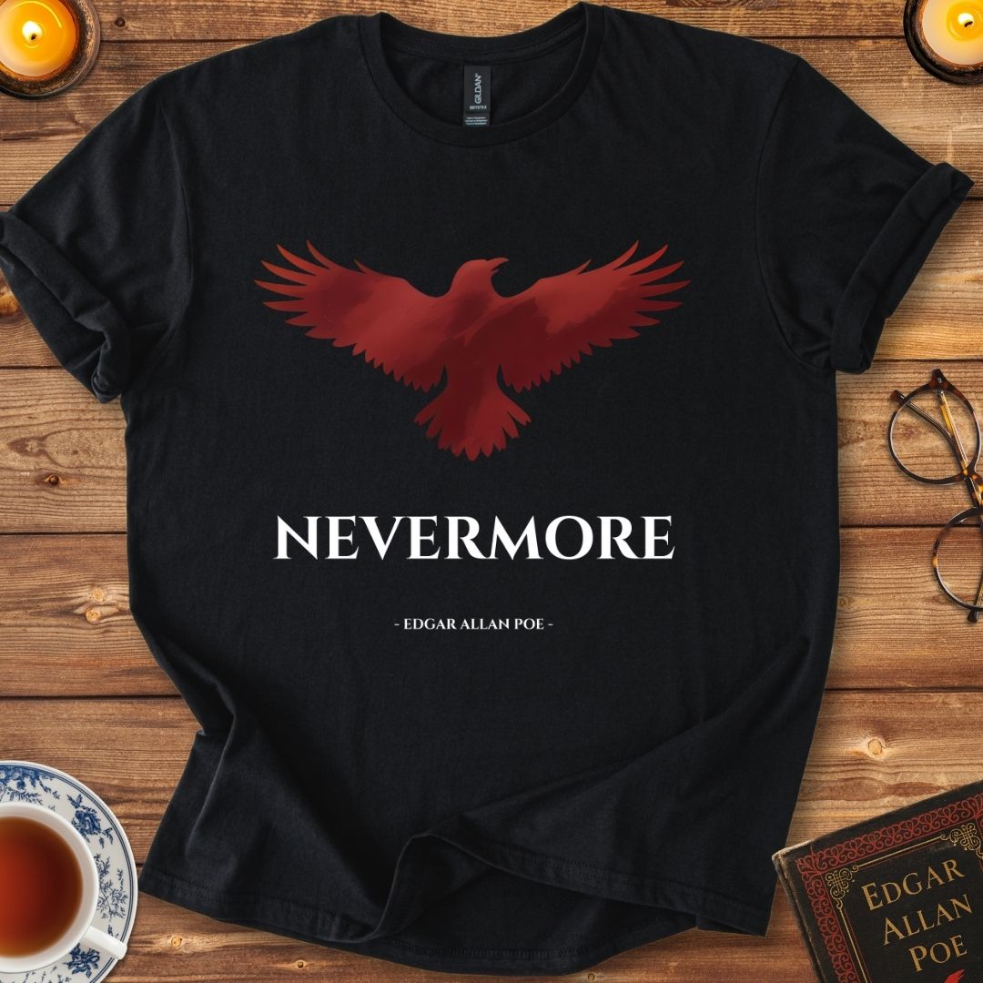 The Crimson Raven – Edgar Allan Poe T-Shirt Black