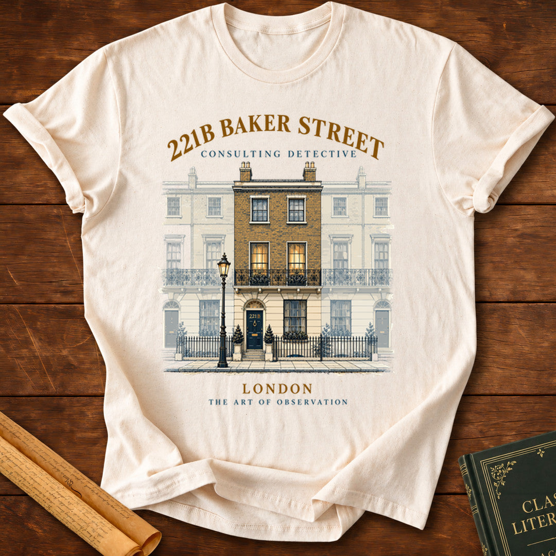 221B Baker Street – Consulting Detective Sherlock Holmes T-Shirt - Natural