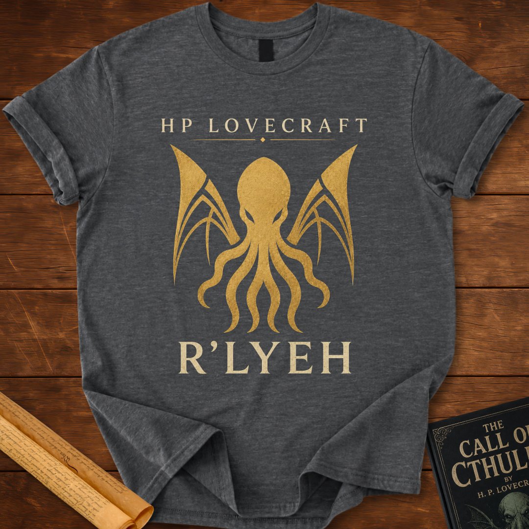 R'lyeh – HP Lovecraft Literary T-Shirt Dark Heather Grey