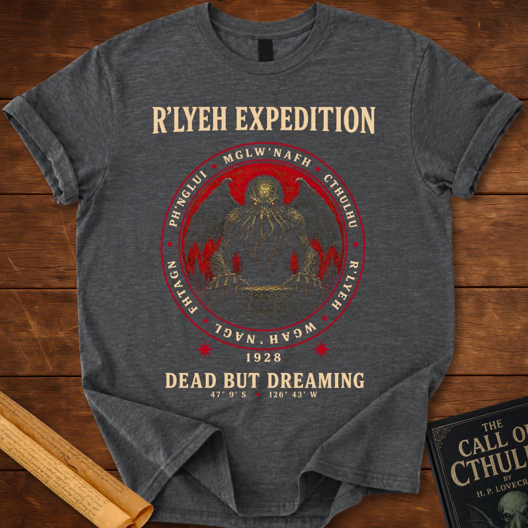 R'lyeh Expedition 1928 – Lovecraft Circular Design T-Shirt