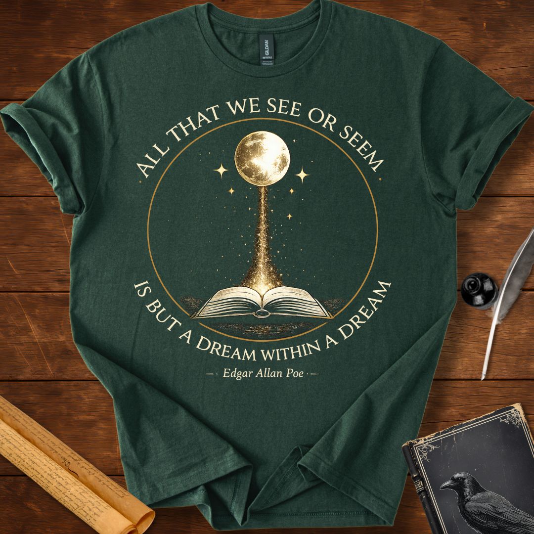 All That We See or Seem Literary Crest Edgar Allan Poe T-Shirt