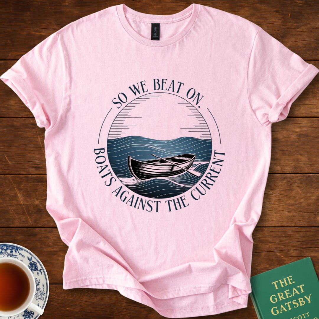 So We Beat On, Boats Against the Current T-Shirt Light Pink