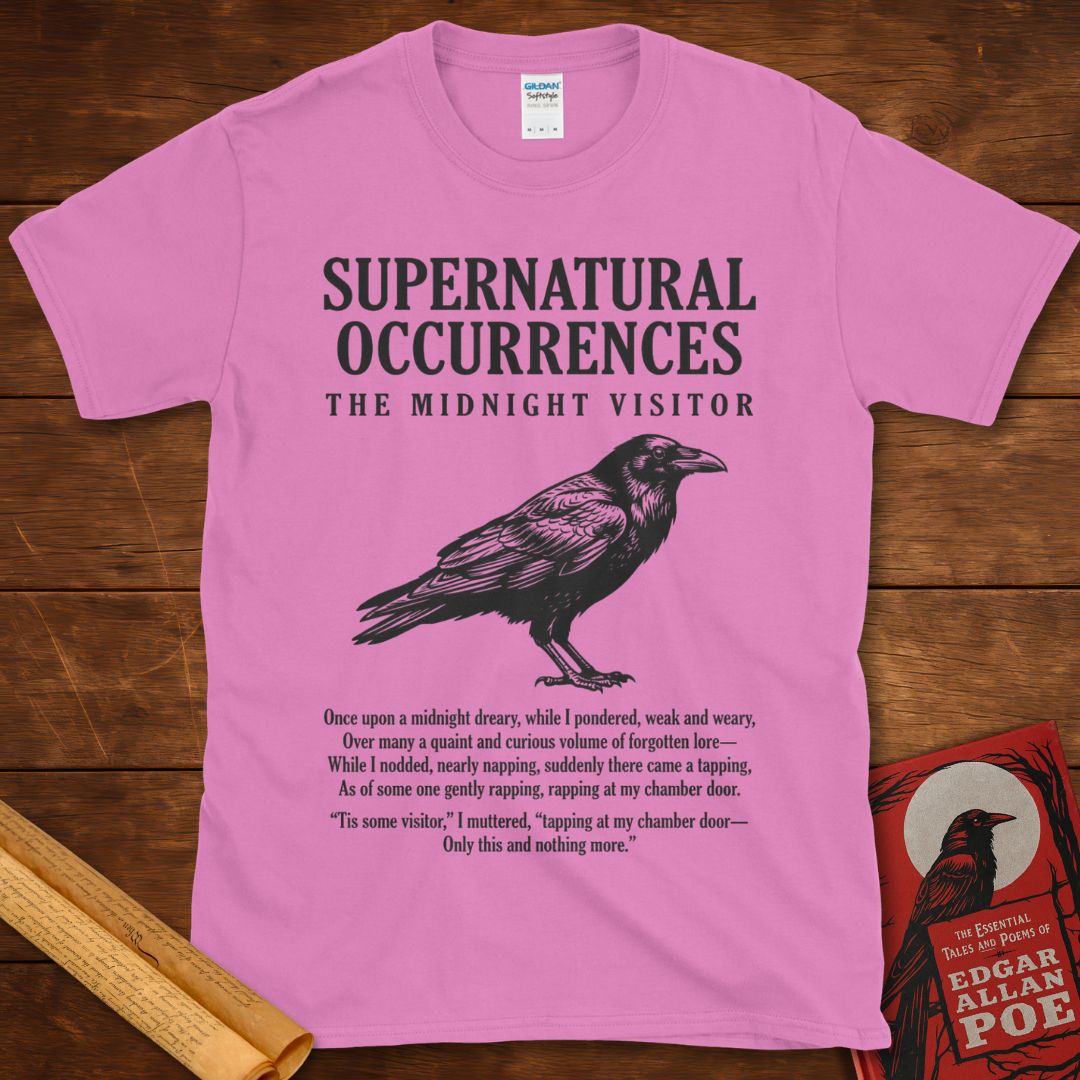 The Raven - The Midnight Visitor - Edgar Allan Poe T-Shirt Heather Radiant Orchid