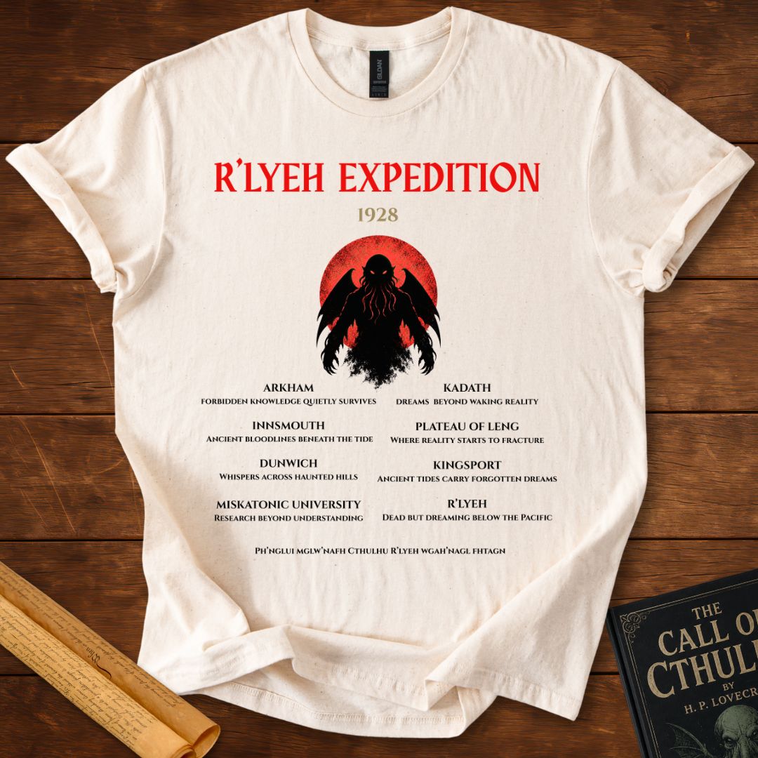 R’lyeh Expedition 1928 – Lovecraft Horror T-Shirt Natural