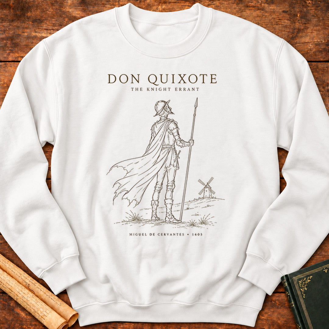 Don Quixote Knight Errant Silhouette Sweatshirt - White