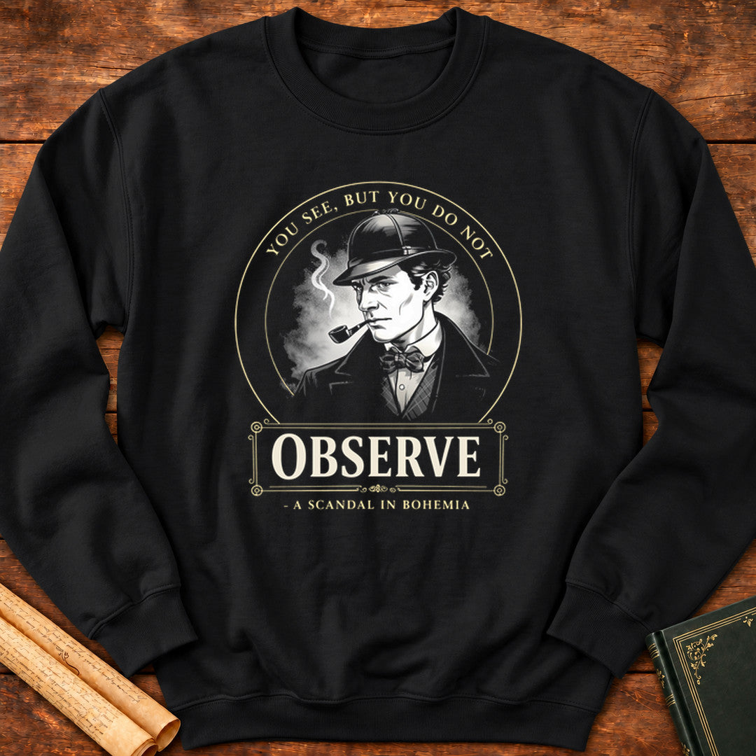 Observe — Sherlock Holmes Literary Badge Sweatshirt - Black