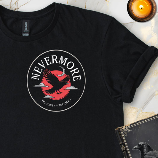 "Nevermore" Edgar Allan Poe T-Shirt Black