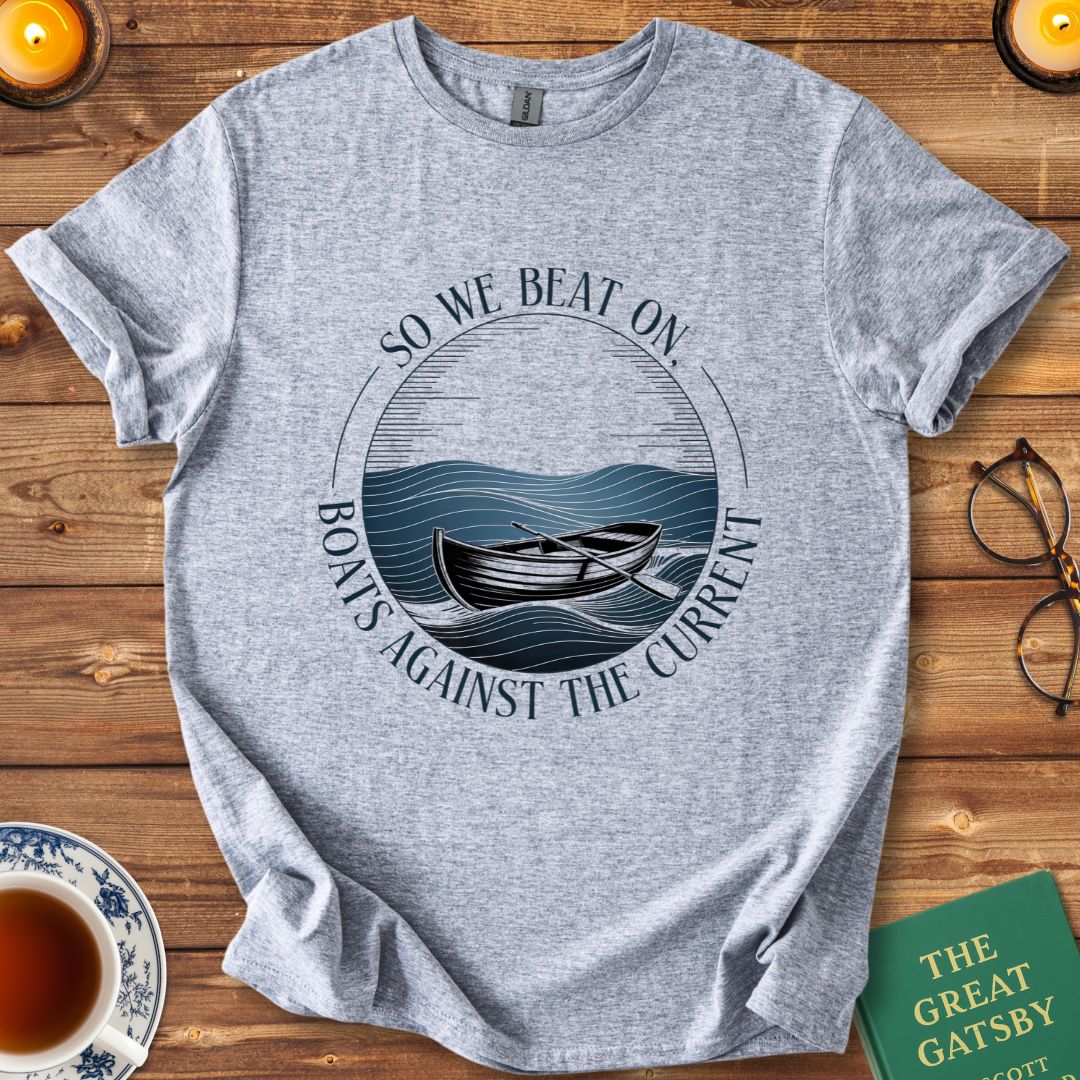 So We Beat On, Boats Against the Current T-Shirt Sport Grey
