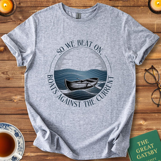 So We Beat On, Boats Against the Current T-Shirt Sport Grey