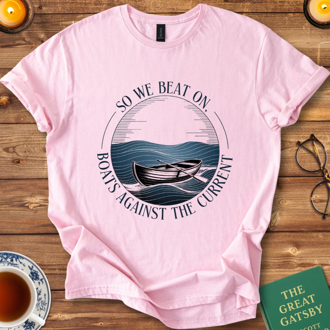 So We Beat On, Boats Against the Current T-Shirt Light Pink