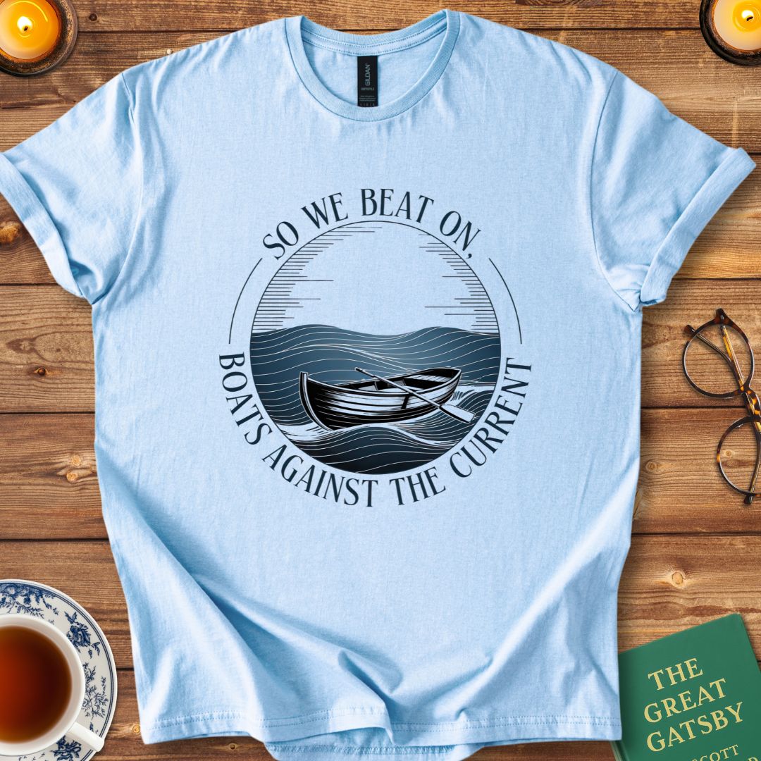 So We Beat On, Boats Against the Current T-Shirt Light Blue