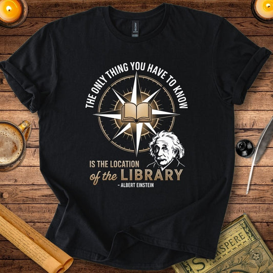 Location of the Library Einstein T-Shirt Black