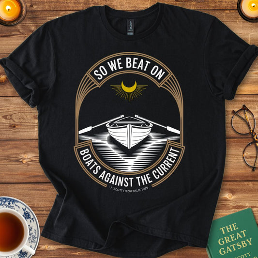 So We Beat On, Great Gatsby T-Shirt Black
