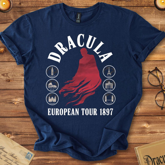 Dracula European Tour City Stamps T-Shirt Navy