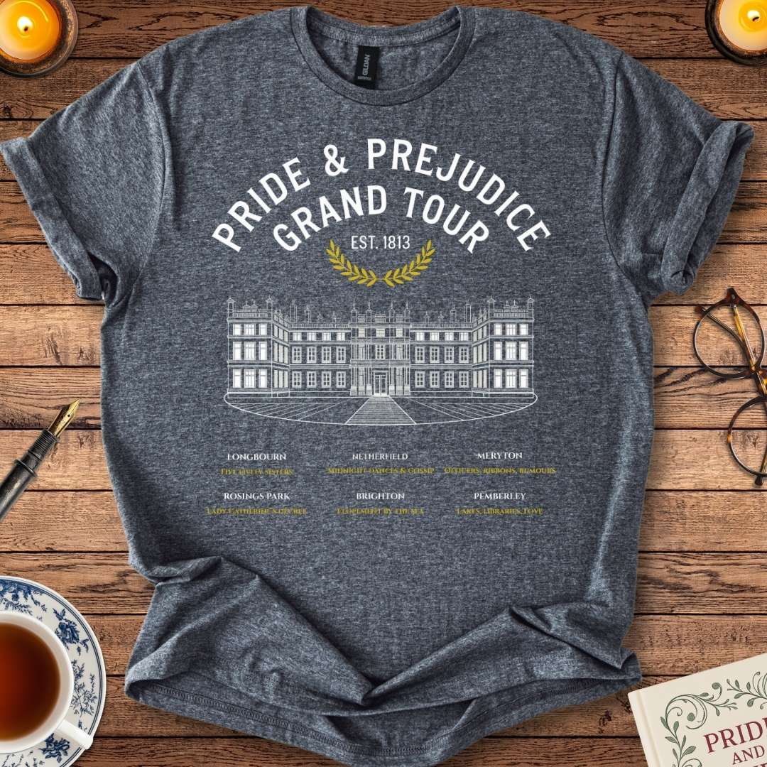 Pride and Prejudice Grand Tour T-Shirt Dark Heather