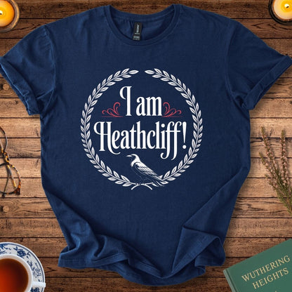 I am Heathcliff! (Raven Design) Wuthering Heights T-Shirt Navy
