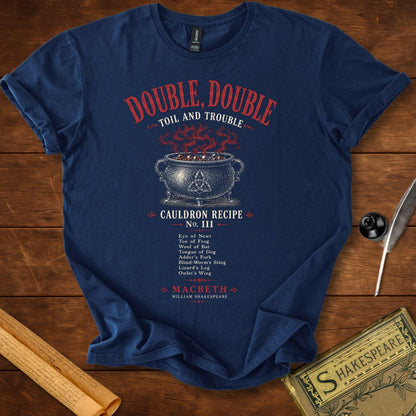 Double Double Toil and Trouble Macbeth Cauldron T-Shirt Navy