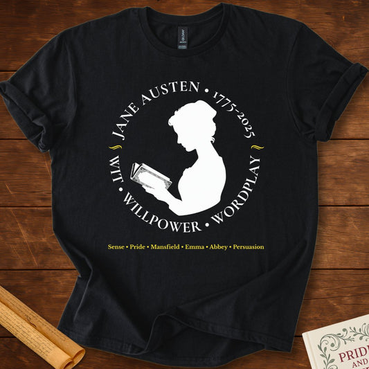 Jane Austen 250 Years Insignia T-Shirt Black