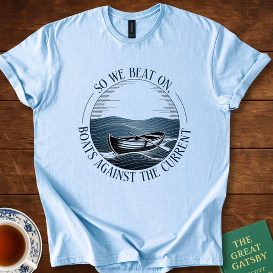 So We Beat On, Boats Against the Current T-Shirt Light Blue