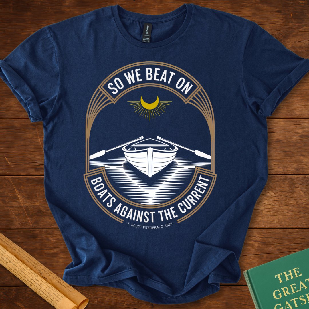 So We Beat On, Great Gatsby T-Shirt Navy