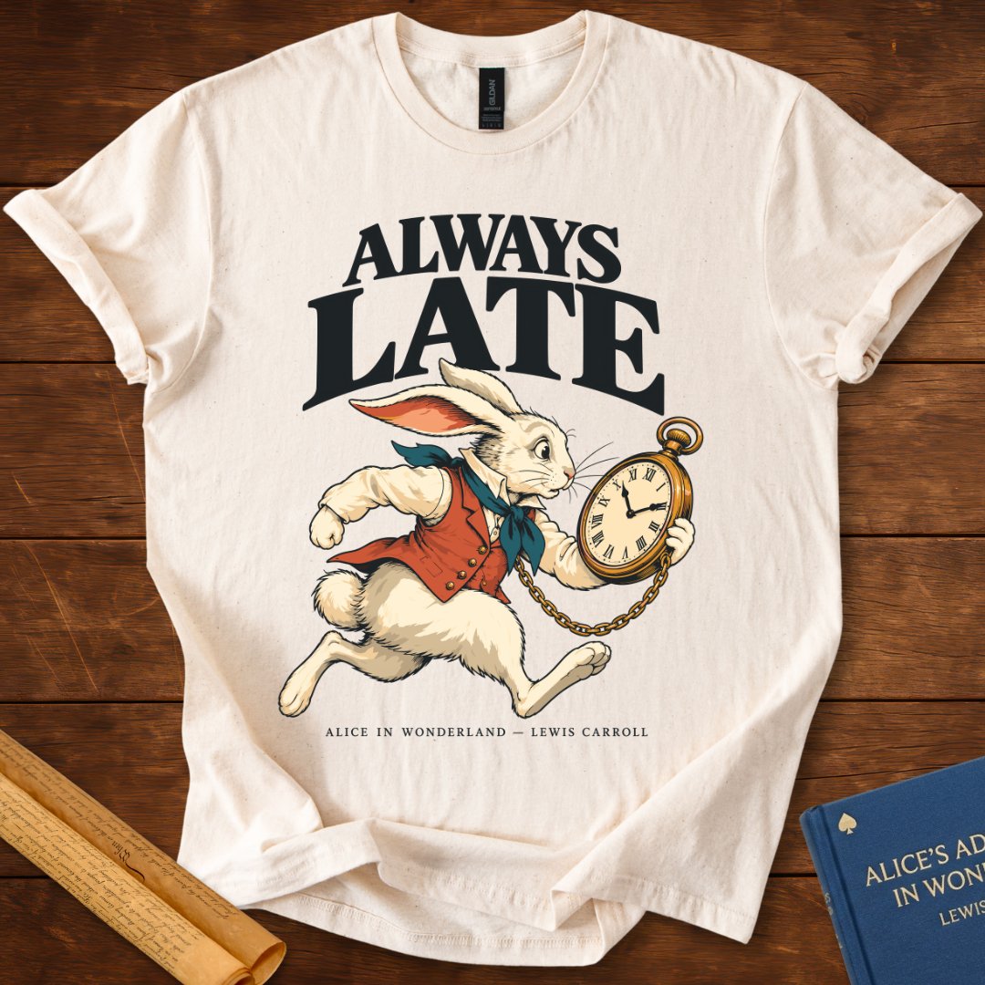 Always Late — Alice in Wonderland White Rabbit T-Shirt