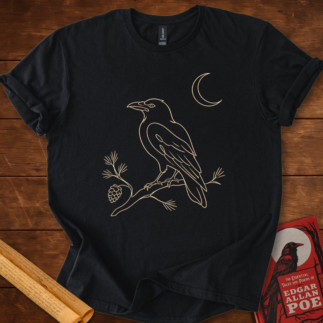 Nevermore Moonlit Raven – Edgar Allan Poe T-Shirt Black