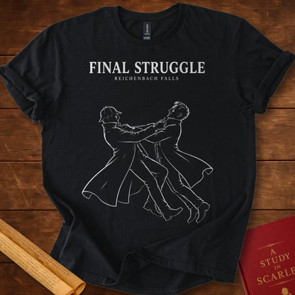 Sherlock Holmes Final Struggle Reichenbach Falls Silhouette T-Shirt Black