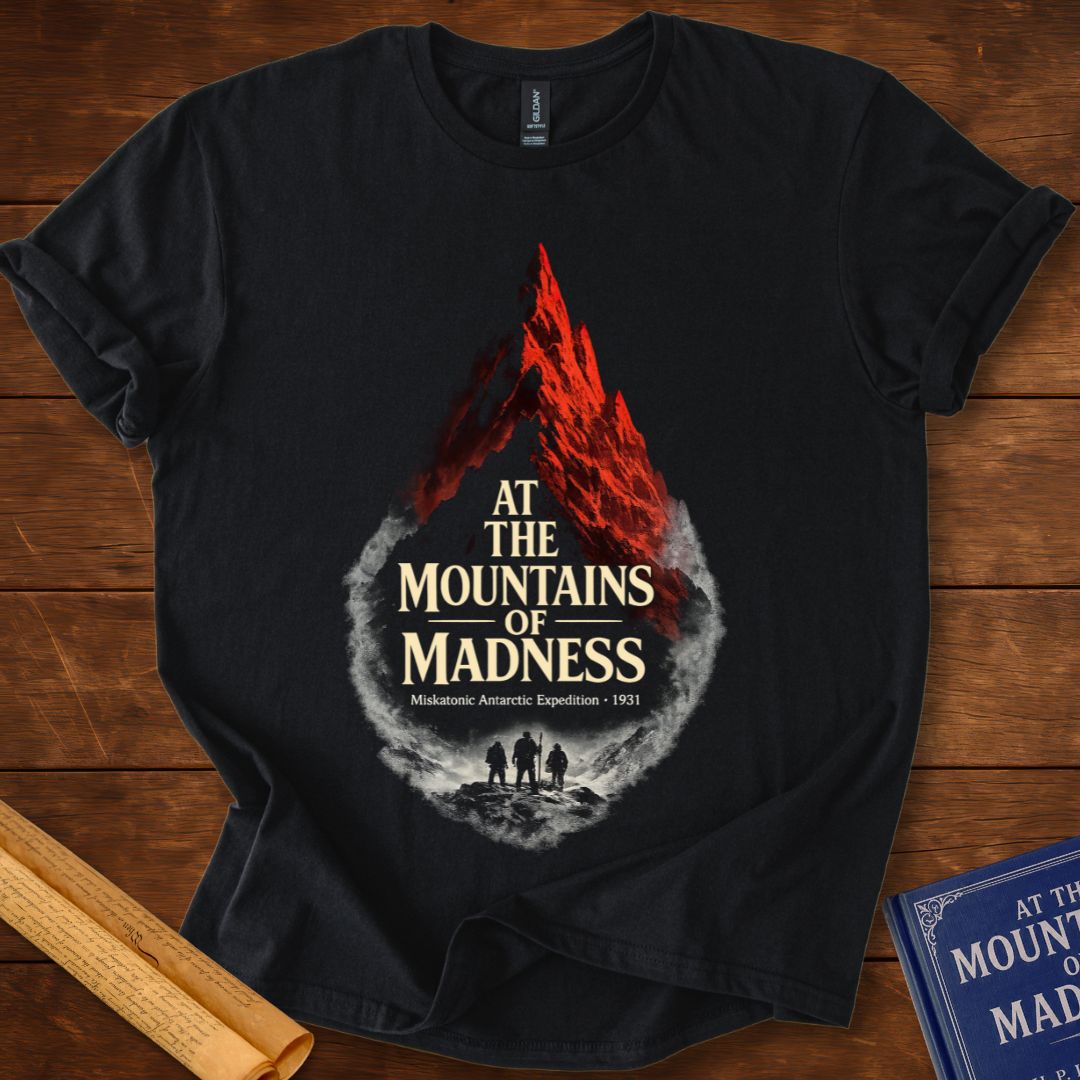H. P. Lovecraft – At the Mountains of Madness Literary Horror T-Shirt Black