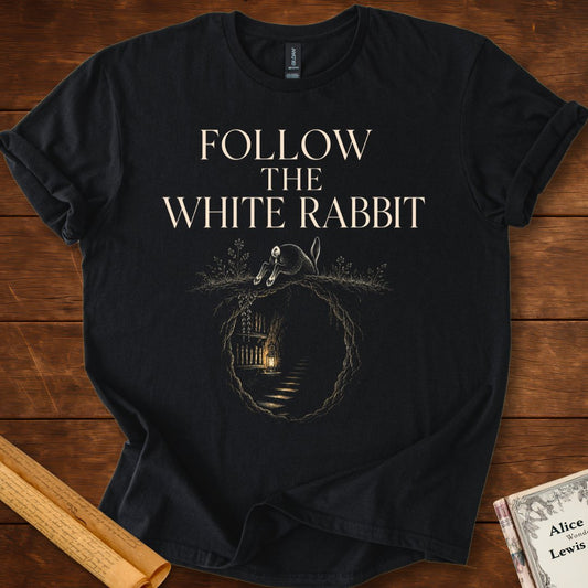 Follow The White Rabbit – Literary Adventure T-Shirt