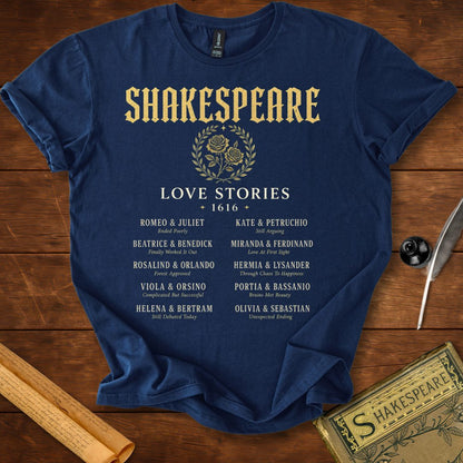 Shakespeare Love Stories 1616 – Literary Romance T-Shirt