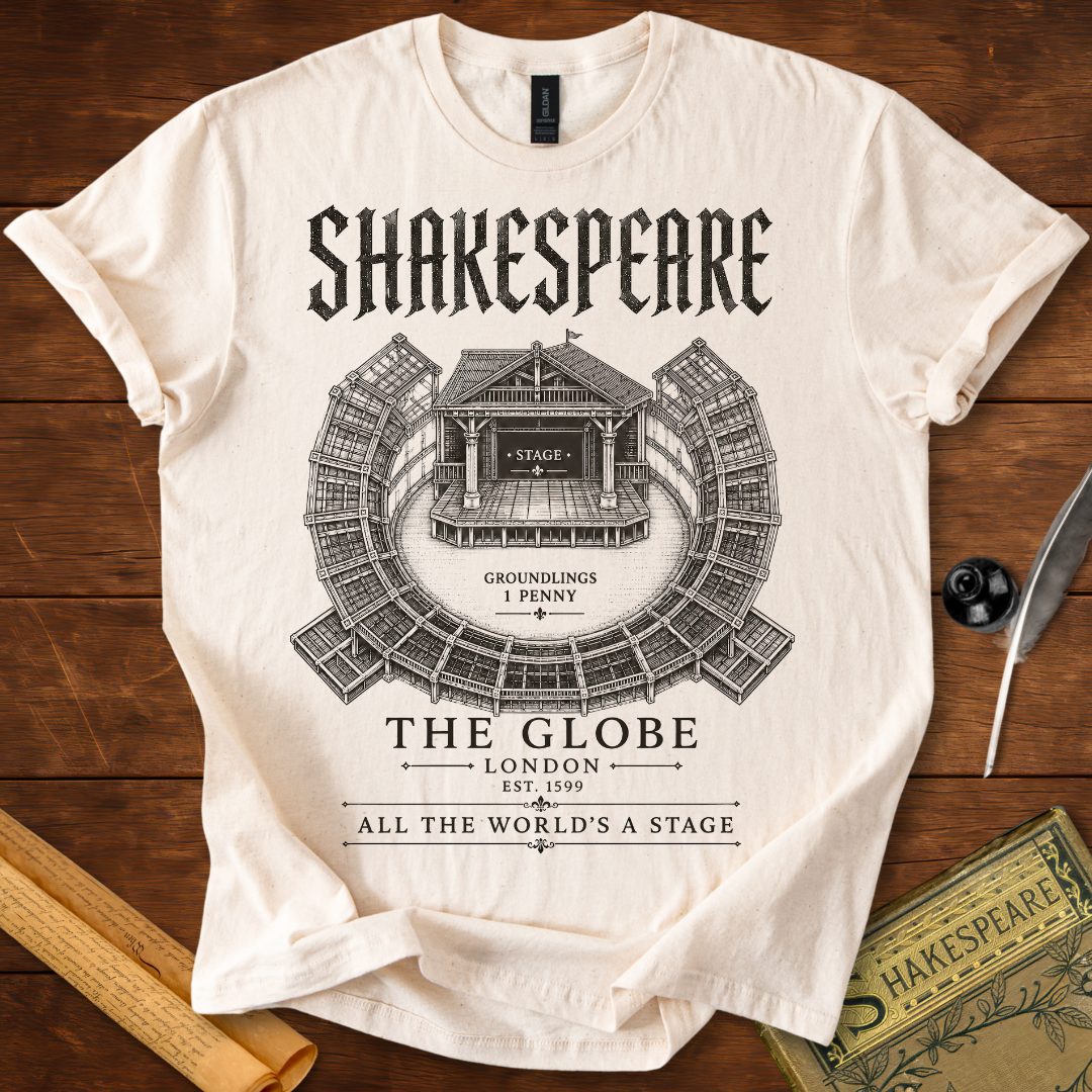 Shakespeare's Globe Theatre Blueprint T-Shirt – All The World's A Stage Natural