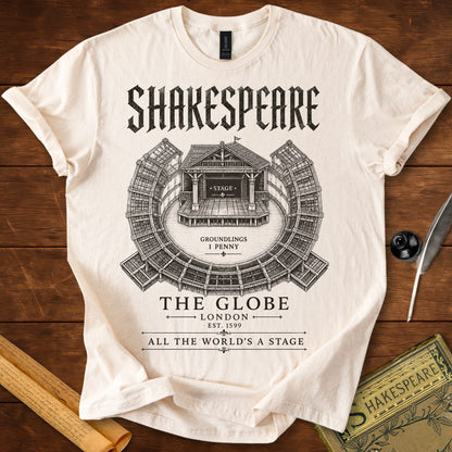 Shakespeare's Globe Theatre Blueprint T-Shirt – All The World's A Stage Natural
