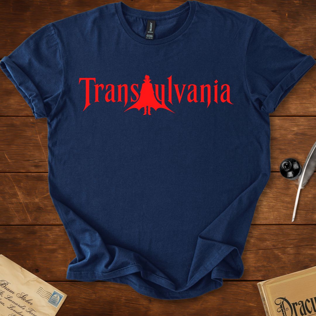 Transylvania Gothic Dracula Logo T-Shirt Navy