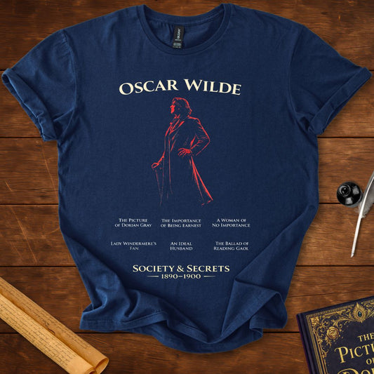 Oscar Wilde Society and Secrets T-Shirt – Literary Classic Design