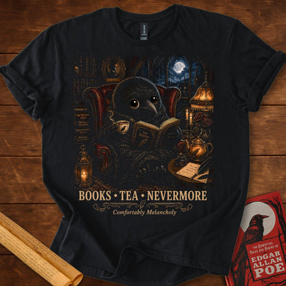 Books • Tea • Nevermore – Edgar Allan Poe T-Shirt Black