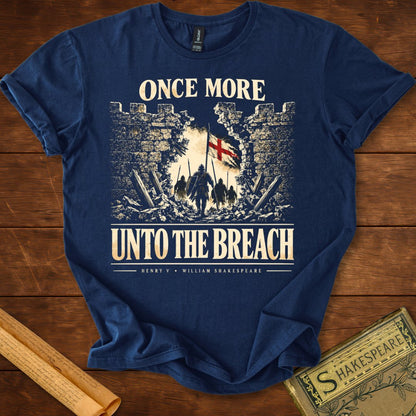 Once More Unto the Breach Henry V Shakespeare T-Shirt Navy