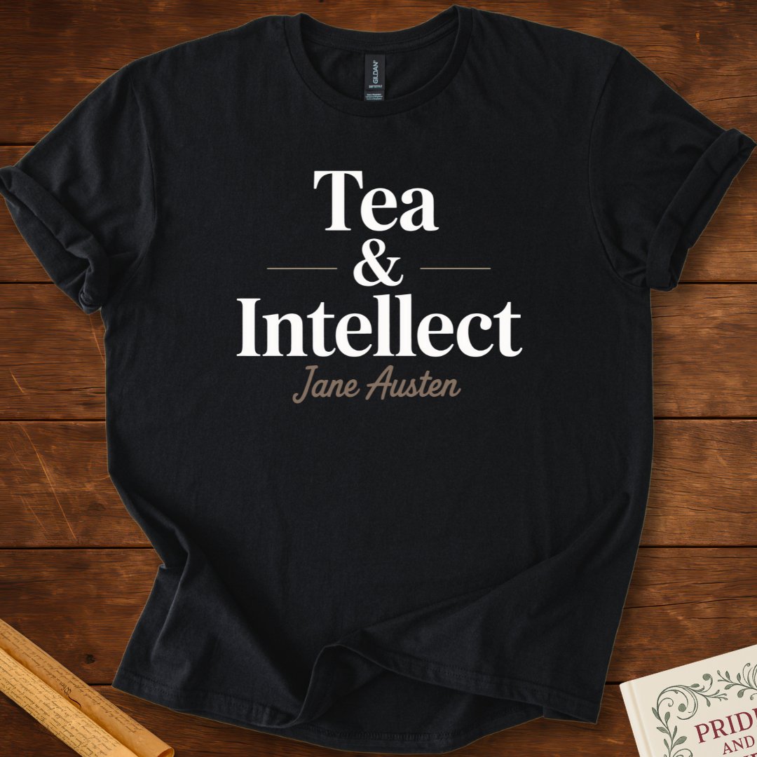 Tea and Intellect Jane Austen T-Shirt Black