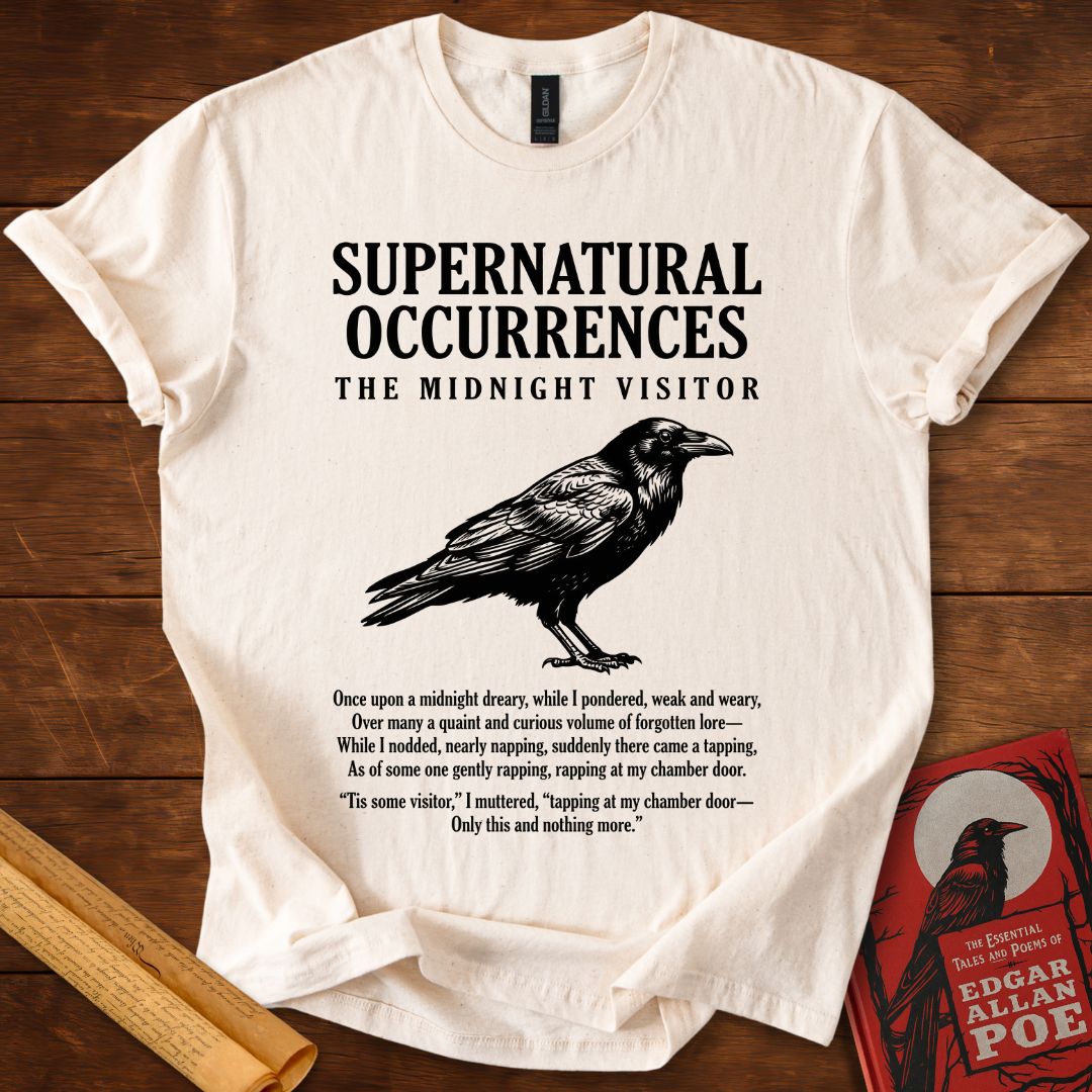 The Raven - The Midnight Visitor - Edgar Allan Poe T-Shirt Natural